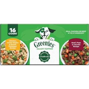 imageGreenies Smart Topper Wet Dog Food Complement Variety Pack Chicken Green Beans ampamp Sweet Potatoes Recipe and Beef Peas ampamp Carrots Recipe Variety Pack 16 Count