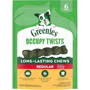 imageGreenies Occupy Twists Natural Dog Treats Regular Breed Size Chicken Flavor 865 oz Pack 6 Count