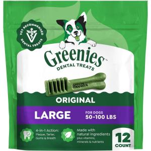 imageGreenies VeterinarianRecommended Natural Dental Dog Treats Large Size Original Flavor 18 oz Pack 12 Count